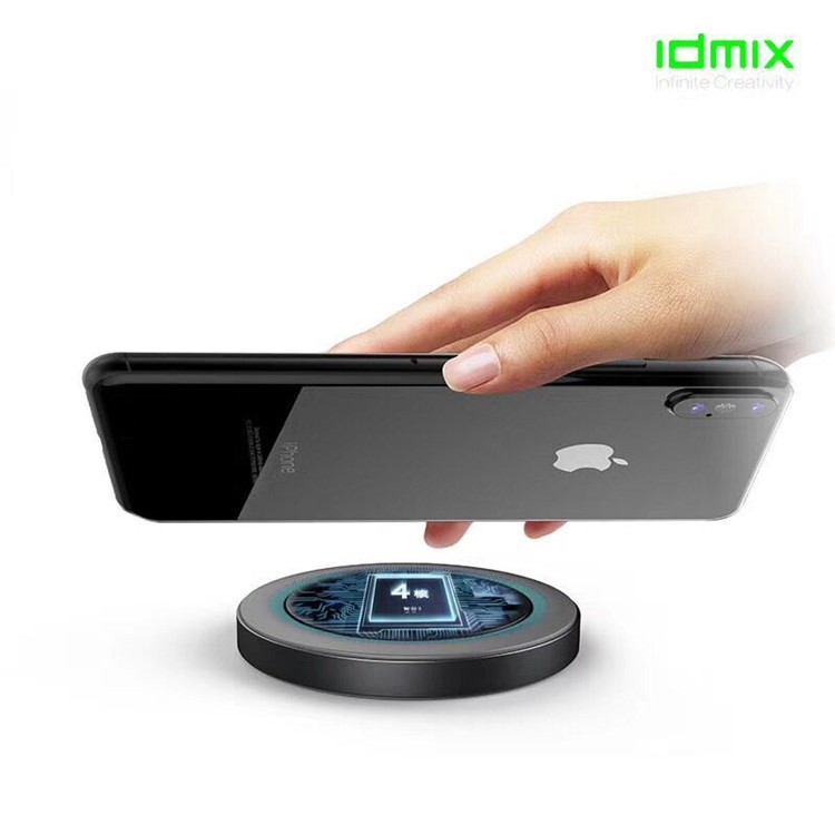 IDMIX W01 Ultra-thin Round Qi Wireless Charging Pad for iPhone X/8/8Plus, etc. - Black-2