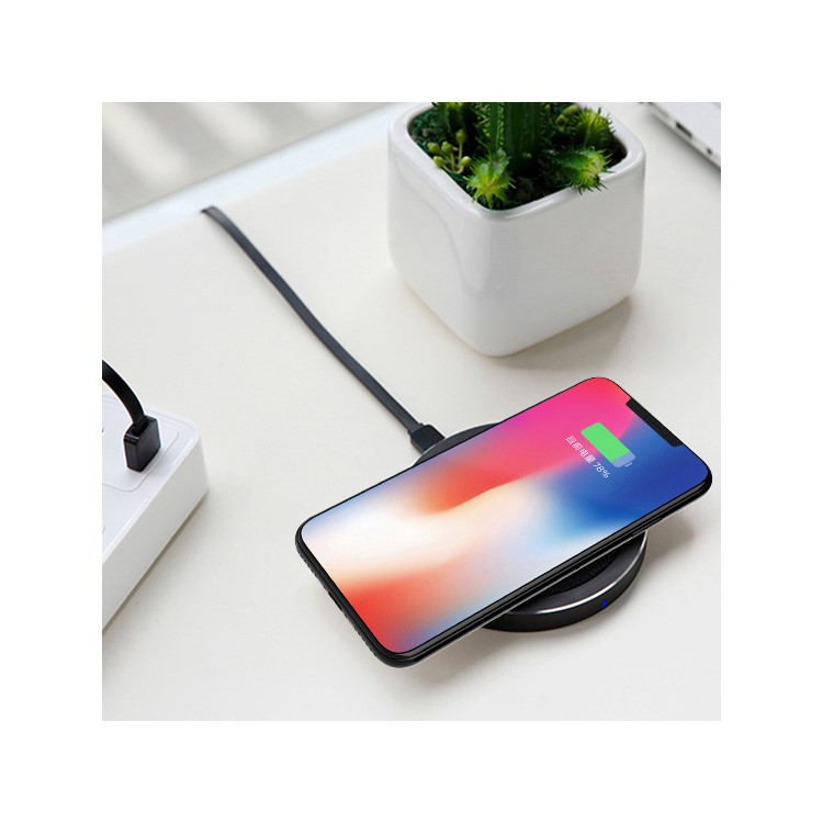 IDMIX W01 Ultra-thin Round Qi Wireless Charging Pad for iPhone X/8/8Plus, etc. - Black-3