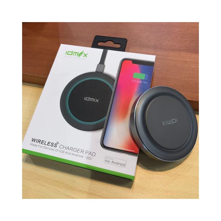 IDMIX W01 Ultra-thin Round Qi Wireless Charging Pad for iPhone X/8/8Plus, etc. - Black-4