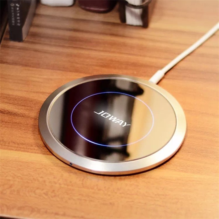 JOWAY Mirror Surface Ultra-thin Round Qi Wireless Charging Pad for iPhone X/8/8Plus, etc. - Silver-2
