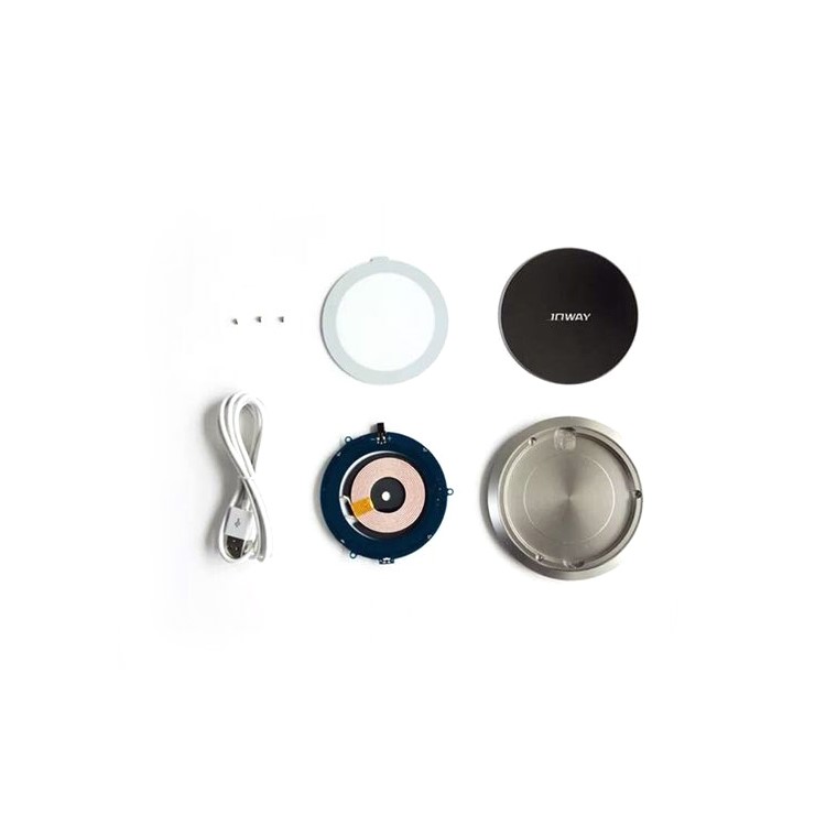 JOWAY Mirror Surface Ultra-thin Round Qi Wireless Charging Pad for iPhone X/8/8Plus, etc. - Silver-6