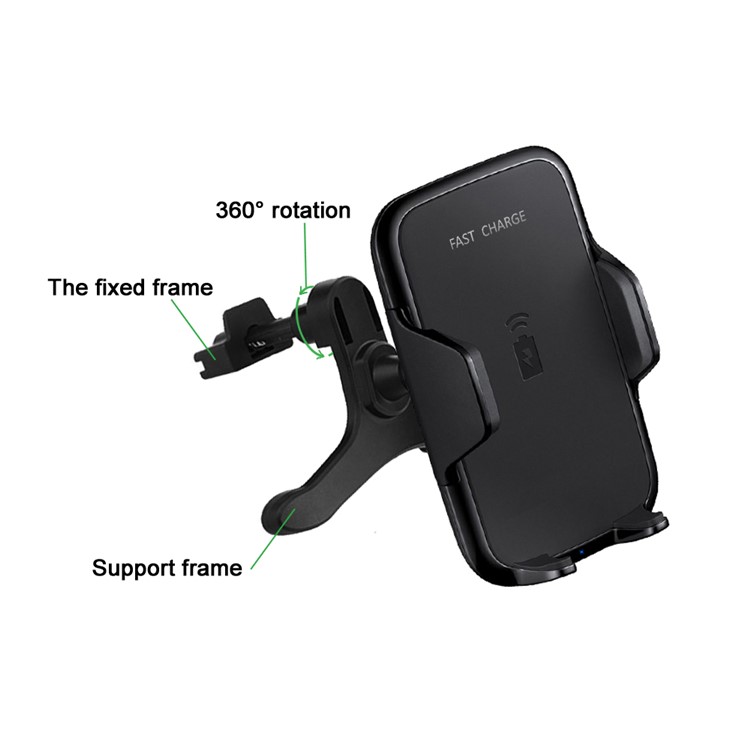 GY-A10 Car Air Vent Mount Holder Qi Wireless Charger for iPhone X/8 Plus/8 Etc.-4