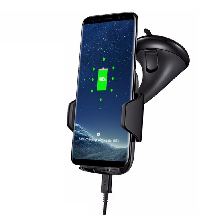 GY-A10 5V/1A Qi Wireless Charger + Suction Cup Car Mount Phone Holder for iPhone X/8 Plus/8 etc.-2