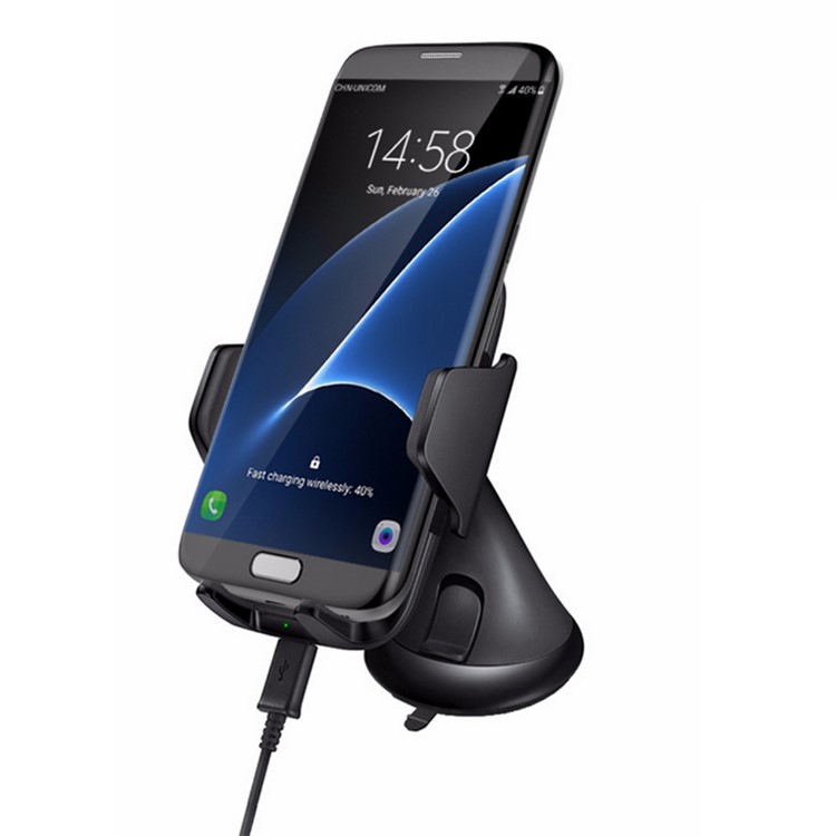 GY-A10 5V/1A Qi Wireless Charger + Suction Cup Car Mount Phone Holder for iPhone X/8 Plus/8 etc.-4