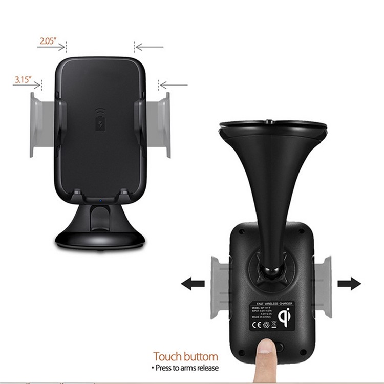 GY-A10 5V/1A Qi Wireless Charger + Suction Cup Car Mount Phone Holder for iPhone X/8 Plus/8 etc.-8