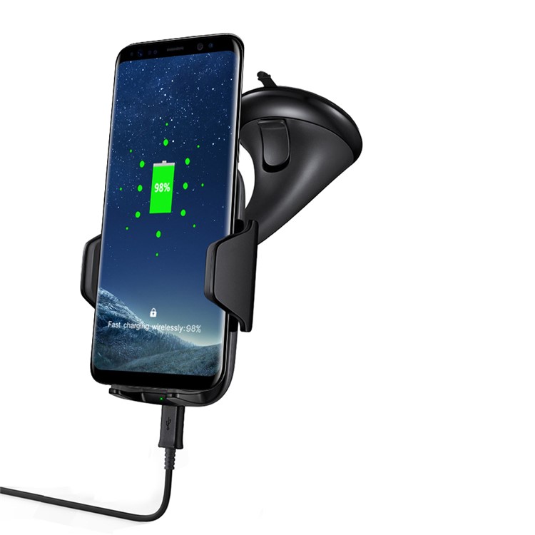 GY-A10 Suction Cup Car Mobile Phone Holder Qi Wireless Charger for iPhone X/8 Plus/8 Etc.-1