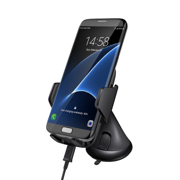 GY-A10 Suction Cup Car Mobile Phone Holder Qi Wireless Charger for iPhone X/8 Plus/8 Etc.-2