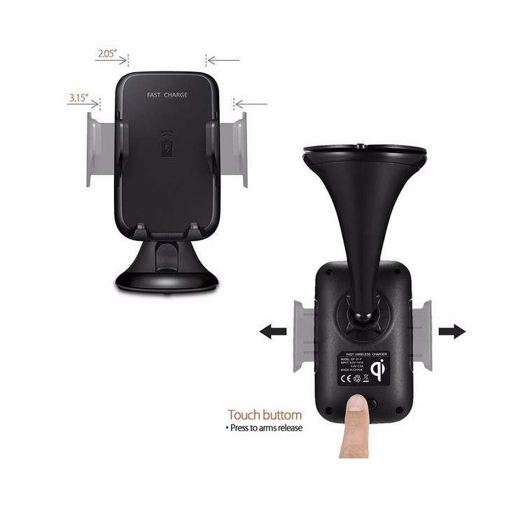 GY-A10 Suction Cup Car Mobile Phone Holder Qi Wireless Charger for iPhone X/8 Plus/8 Etc.-7