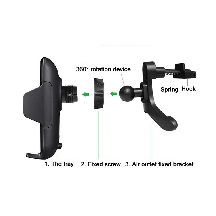 GY-A10 360 Degree Rotation Qi Wireless Charging Dock Car Air Vent Mount Holder for iPhone X/8 Plus/8 Etc.-10