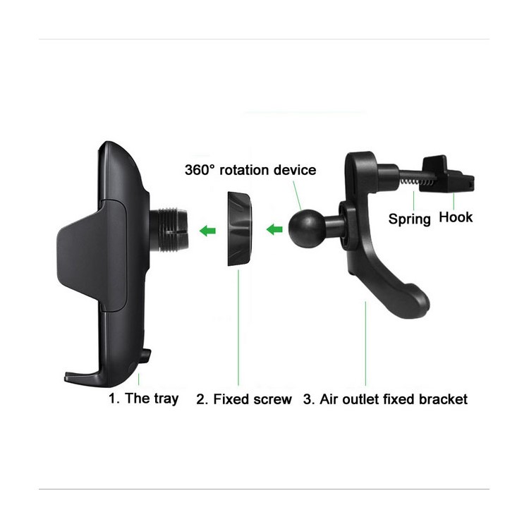 GY-A10 360 Degree Rotation Qi Wireless Charging Dock Car Air Vent Mount Holder for iPhone X/8 Plus/8 Etc.-4