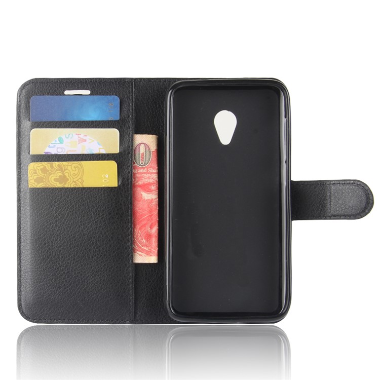 Litchi Texture Wallet Stand Leather Protective Case for Alcatel U5 HD - Black-3