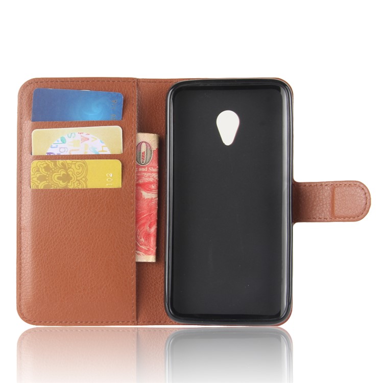 Litchi Skin Wallet Stand Leather Mobile Shell Case for Alcatel U5 HD - Brown-3