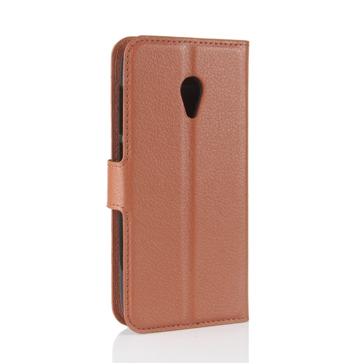 Litchi Skin Wallet Stand Leather Mobile Shell Case for Alcatel U5 HD - Brown-6