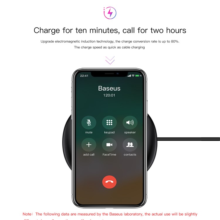 BASEUS UFO Ultradünne Drahtlose Ladematte Für Iphone X / 8/8 Plus, Samsung Note 8 - Schwarz-3