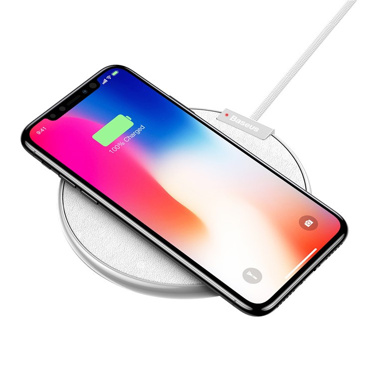 BASEUS IX Wireless Charge Pad Desktop Charge Pad for iPhone X/8/8 Plus, Samsung Note 8 - Silver Color-5