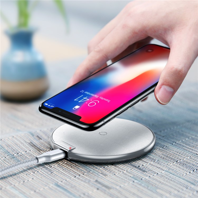 BASEUS IX Wireless Charge Pad Desktop Charge Pad for iPhone X/8/8 Plus, Samsung Note 8 - Silver Color-7
