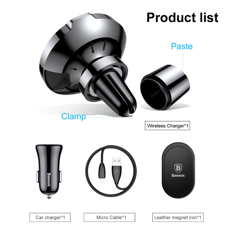 Cargador Inalámbrico Universal De Oreja Grande QC2.0 Soporte De Montaje Magnético Para Coche De Doble Uso Para Iphone X / 8/8 Plus, Etc.. (no Es Compatible Con La Función FOD)-7