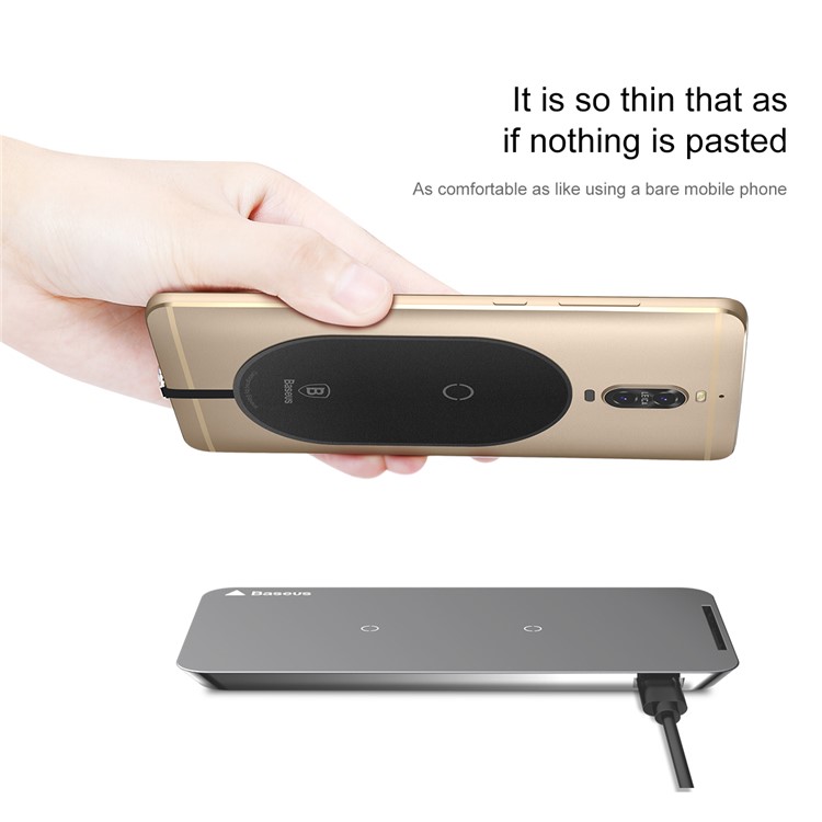BASEUS Receptor De Carregamento Sem Fio Microfibra Fino Para Telefone Com Porta Tipo-c - Preto-1