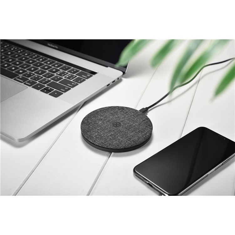 XOOMZ Textura De Tecido Portátil Qi Carregador Rápido Almofada De Carga Sem Fio Sem Fio Rígida Para Iphone 8/8 Mais Etc. - Preto-4