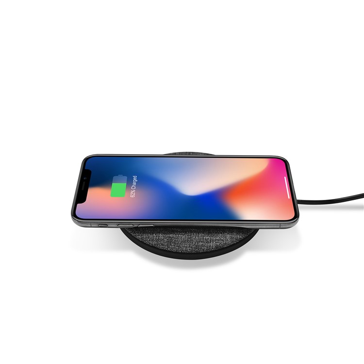 XOOMZ Textura De Tecido Portátil Qi Carregador Rápido Almofada De Carga Sem Fio Sem Fio Rígida Para Iphone 8/8 Mais Etc. - Preto-6