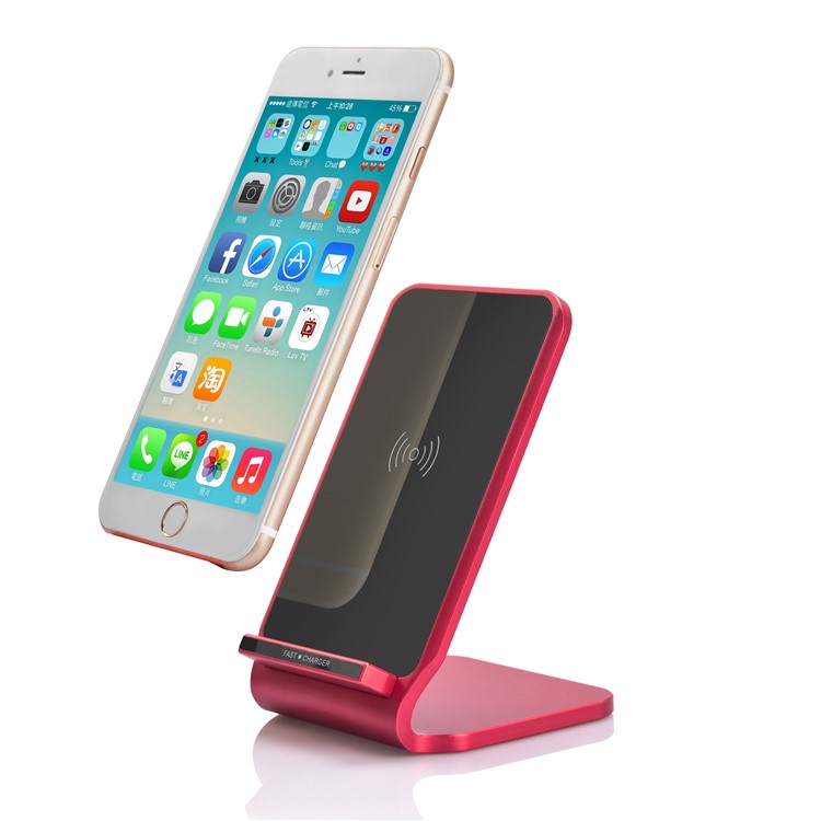 

N11 Qi Wireless Fast Charge Charging Stand Holder for iPhone 8/Samsung Galaxy S8 etc. - Red