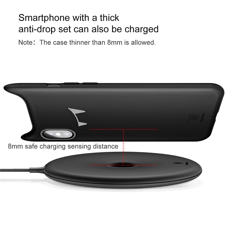 Almohadilla De Carga Inalámbrica Del Cargador Inalámbrico De Donas BASEUS Para IPhone X, Samsung Note 8, Etc.. (no Es Compatible Con La Función FOD) - Negro-5