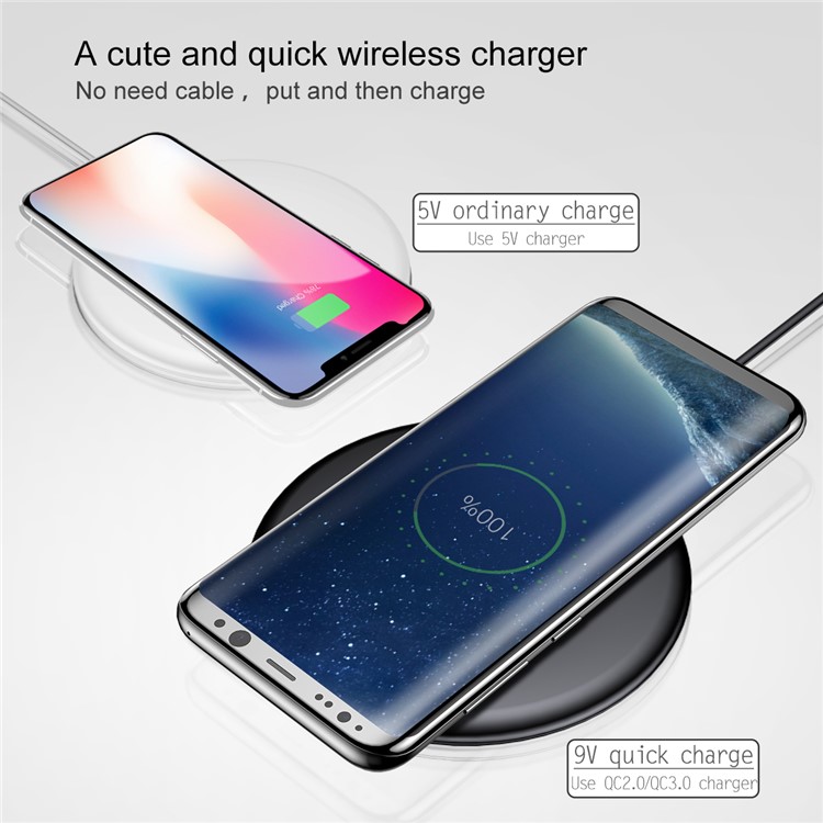 Almohadilla De Carga Inalámbrica Del Cargador Inalámbrico De Donas BASEUS Para IPhone X, Samsung Note 8, Etc.. (no Es Compatible Con La Función FOD) - Negro-6