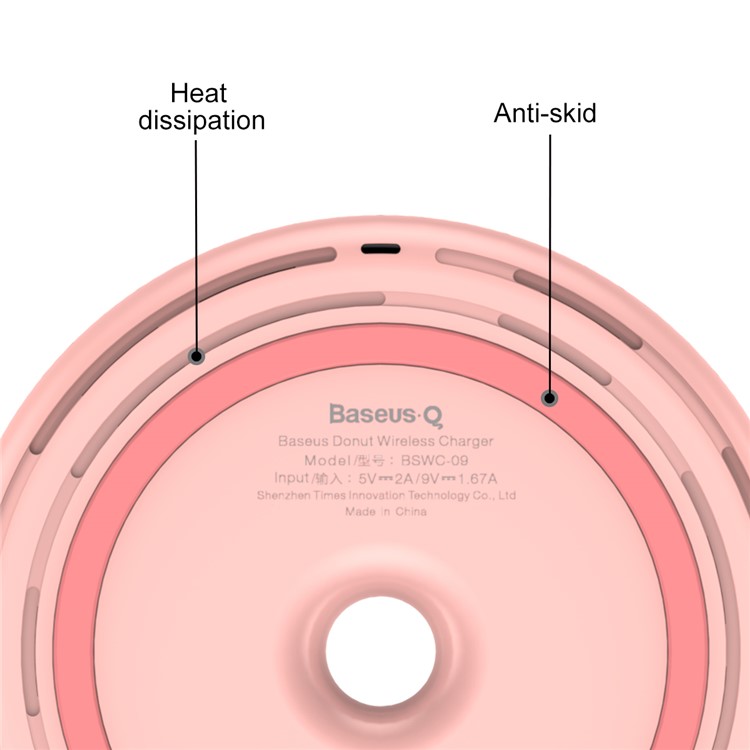 BASEUS Donut Qi Wireless Charger Round Wireless Charging Pad for iPhone X, Samsung Note 8 Etc. - Pink-11