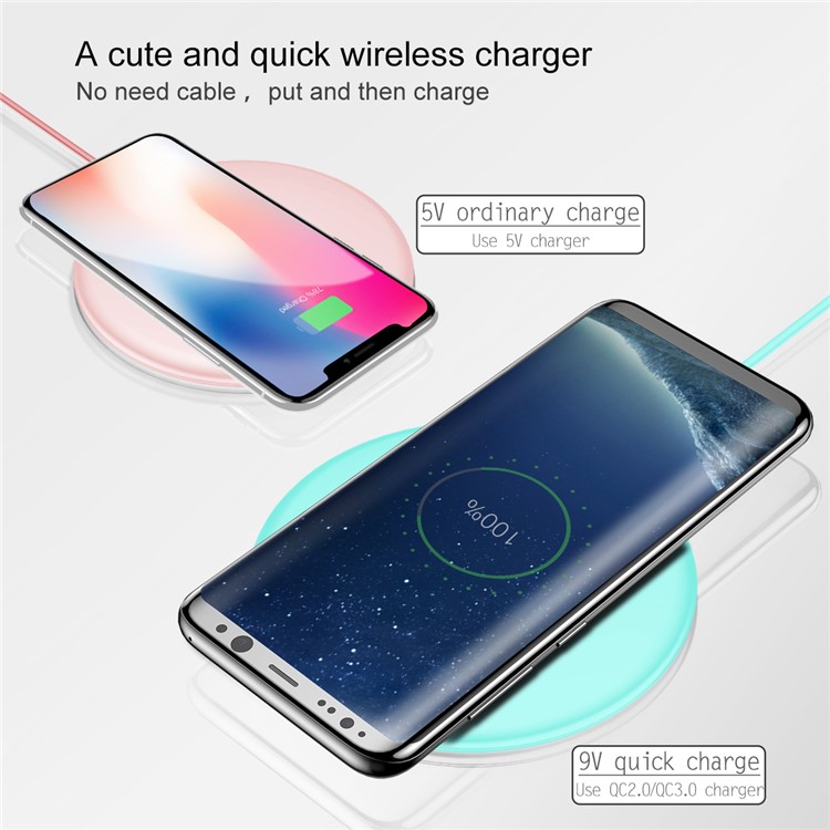 BASEUS Donut Qi Wireless Charger Round Wireless Charging Pad for iPhone X, Samsung Note 8 Etc. - Pink-6