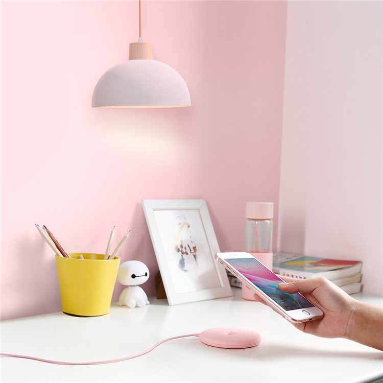 BASEUS Donut Qi Wireless Charger Round Wireless Charging Pad for iPhone X, Samsung Note 8 Etc. - Pink-8
