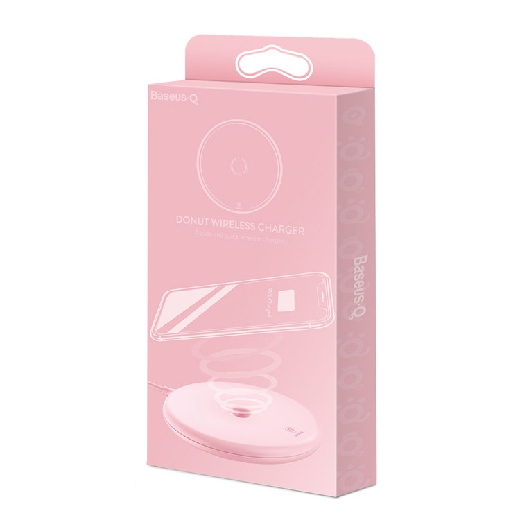BASEUS Donut Qi Wireless Charger Round Wireless Charging Pad for iPhone X, Samsung Note 8 Etc. - Pink-9