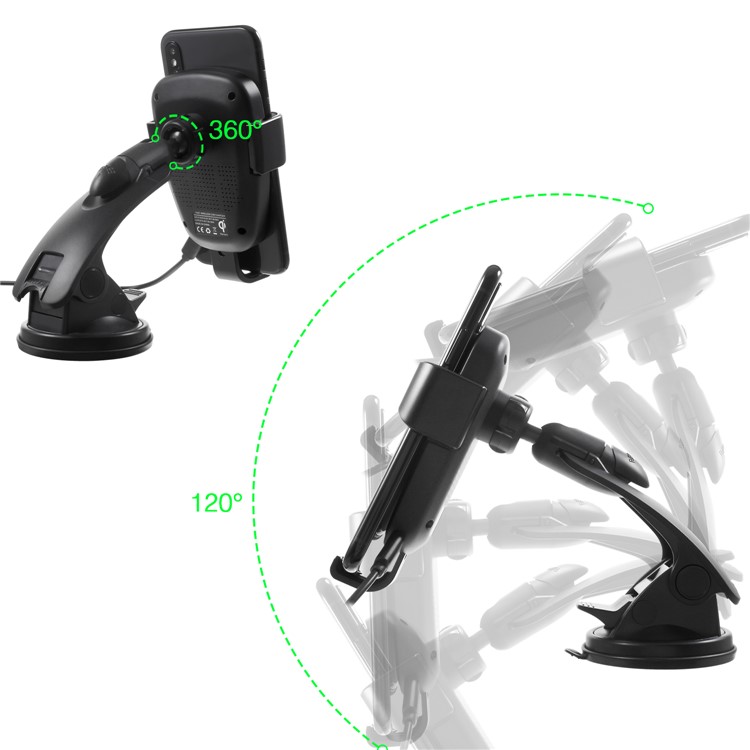 360 Degree Rotation Vehicle-mounted Wireless Charging Cradle with Suction Cup-3