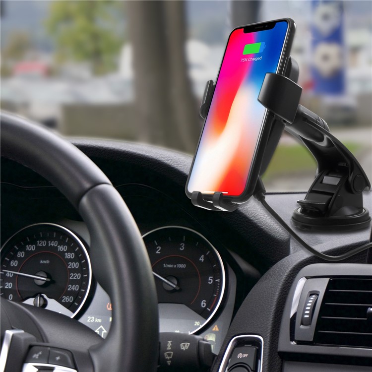 360 Degree Rotation Vehicle-mounted Wireless Charging Cradle with Suction Cup-6
