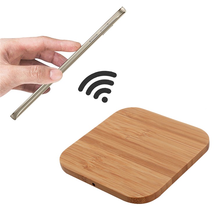 Square Shape Bamboo Shell Qi Wireless Charging Pad for iPhone X/8/8Plus, Samsung S8/S8 Plus-1