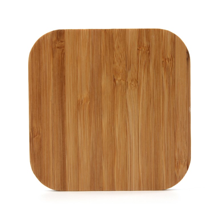 Square Shape Bamboo Shell Qi Wireless Charging Pad for iPhone X/8/8Plus, Samsung S8/S8 Plus-2