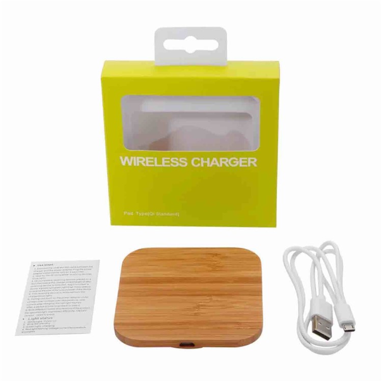 Square Shape Bamboo Shell Qi Wireless Charging Pad for iPhone X/8/8Plus, Samsung S8/S8 Plus-8
