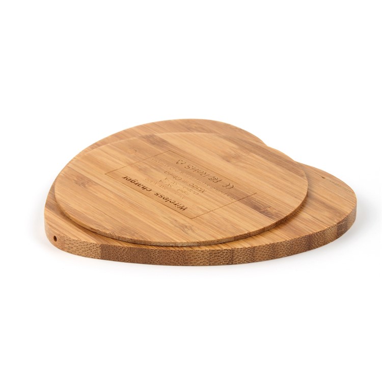 Heart Shape Bamboo Shell Qi Wireless Charging Pad for iPhone X/8/8Plus, Samsung S8/S8 Plus-4