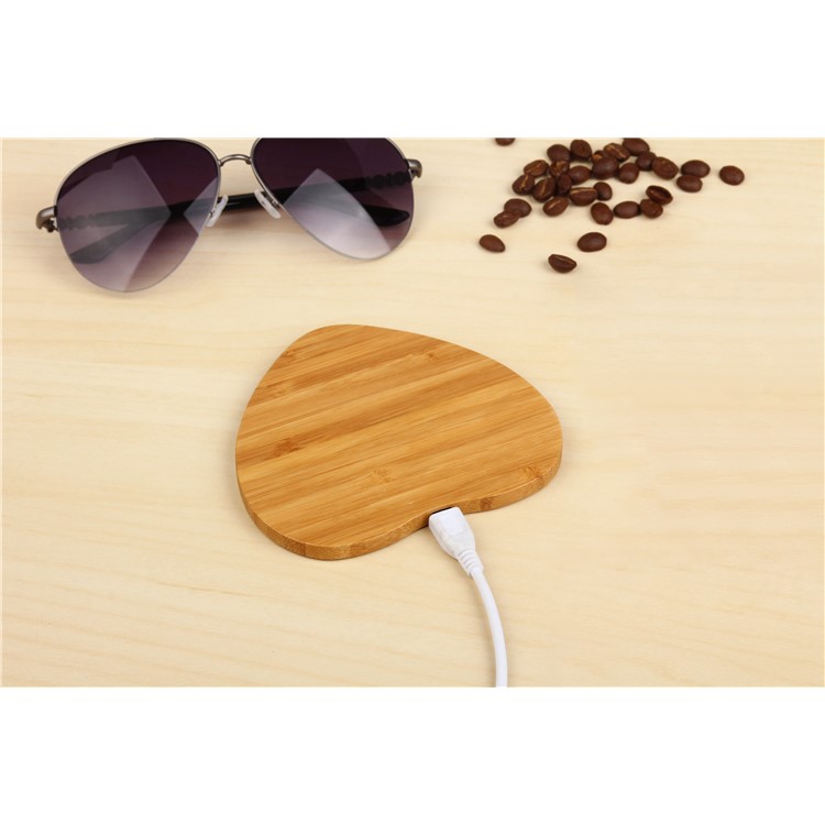 Heart Shape Bamboo Shell Qi Wireless Charging Pad for iPhone X/8/8Plus, Samsung S8/S8 Plus-7
