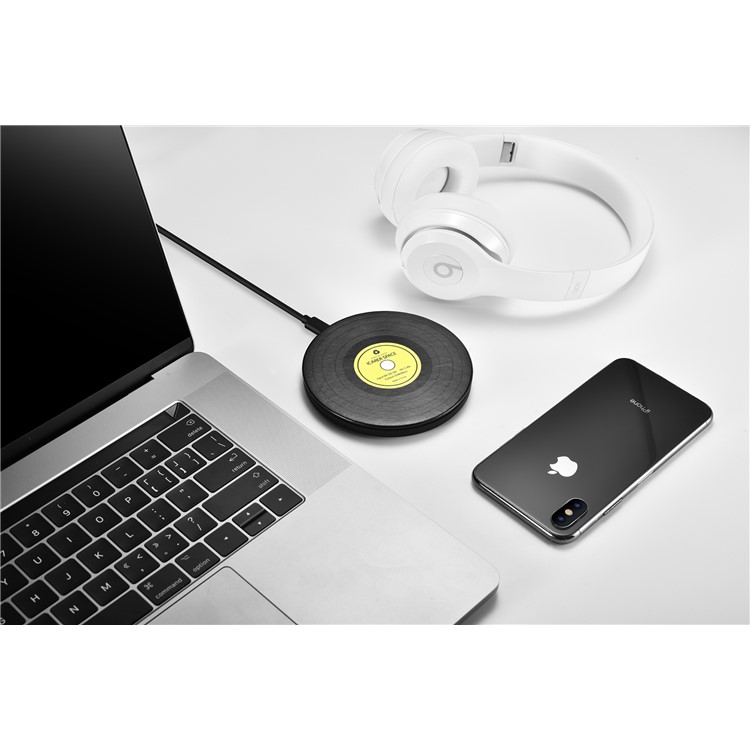 ICARER Space 10W Fast Wireless Microfiber Leather Charger for Samsung Note 8/S8/S8 Plus etc. - Black + Yellow-10