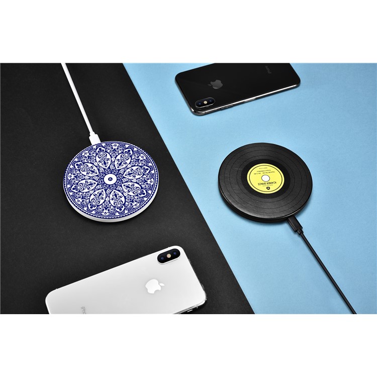 ICARER Space 10W Fast Wireless Microfiber Leather Charger for Samsung Note 8/S8/S8 Plus etc. - Black + Yellow-11