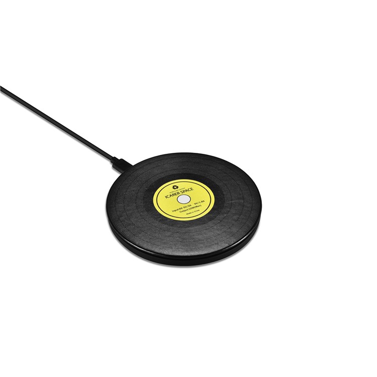 ICARER Space 10W Fast Wireless Microfiber Leather Charger for Samsung Note 8/S8/S8 Plus etc. - Black + Yellow-6