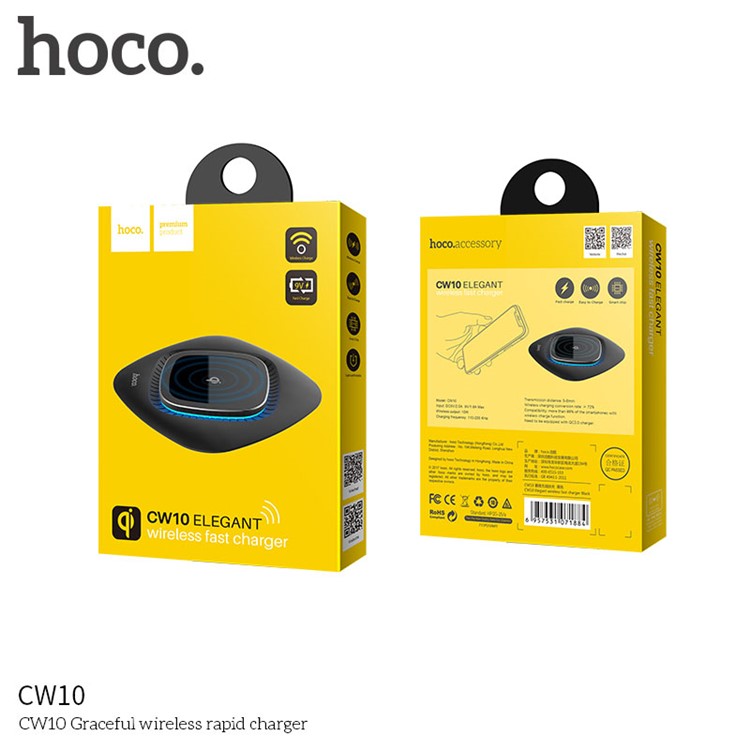 HOCO CW10 Round Wireless Fast Charging Pad for iPhone X/8/8 Plus/Samsung Galaxy Note8/S8/S7/S6 Etc.-12