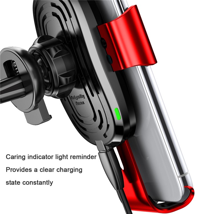 BASEUS Qi Wireless Charging Mount Car Air Vent Gravity Phone Cradle for iPhone X/8/8 Plus Etc. - Red-3