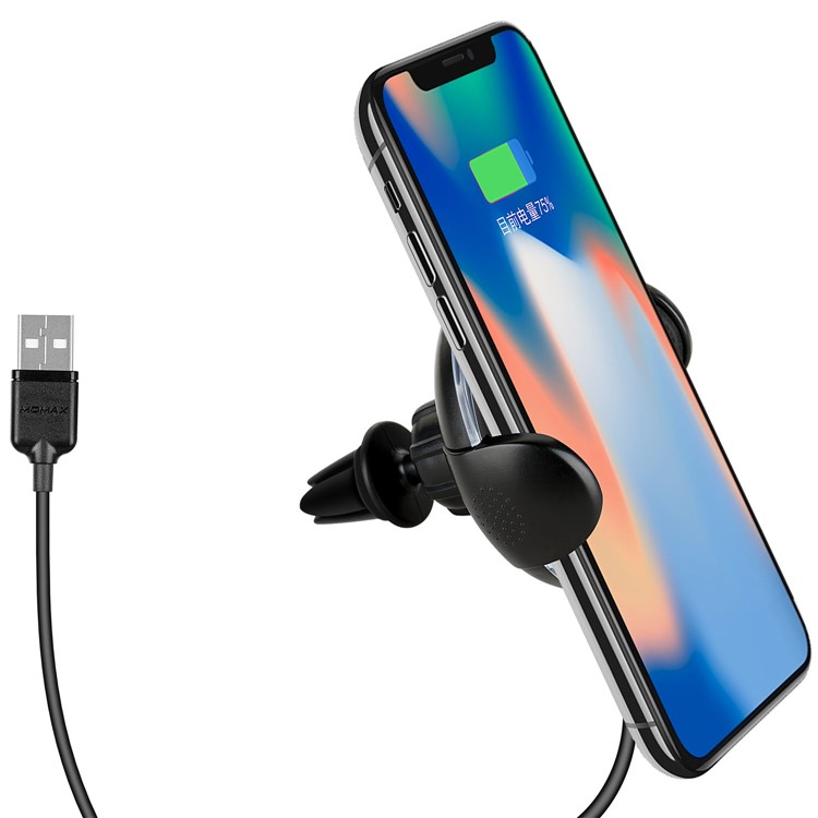 MOMAX Q.Car Qi Wireless Charging Air Vent Car Mount Smartphone Holder for iPhone Samsung - Black-11