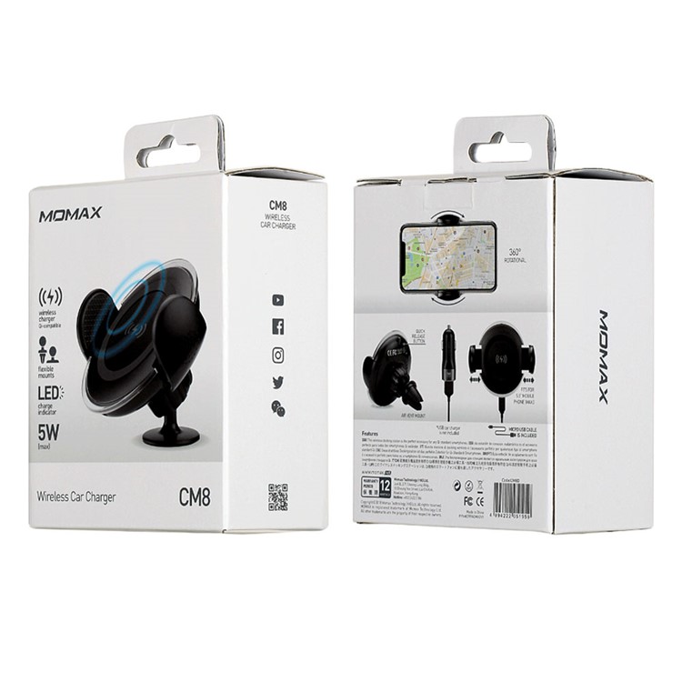 MOMAX Q.Car Qi Wireless Charging Air Vent Car Mount Smartphone Holder for iPhone Samsung - Black-16