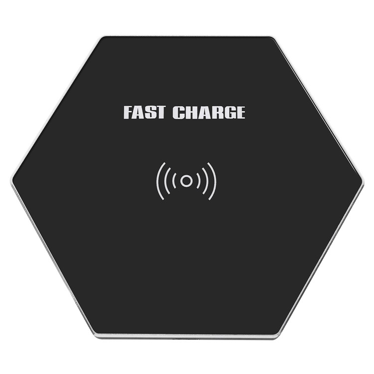 K8 Ultra-thin Hexagon 10W Qi Wireless Charging Pad for iPhone X/8/8Plus, Samsung Note 8 etc. - Black-1