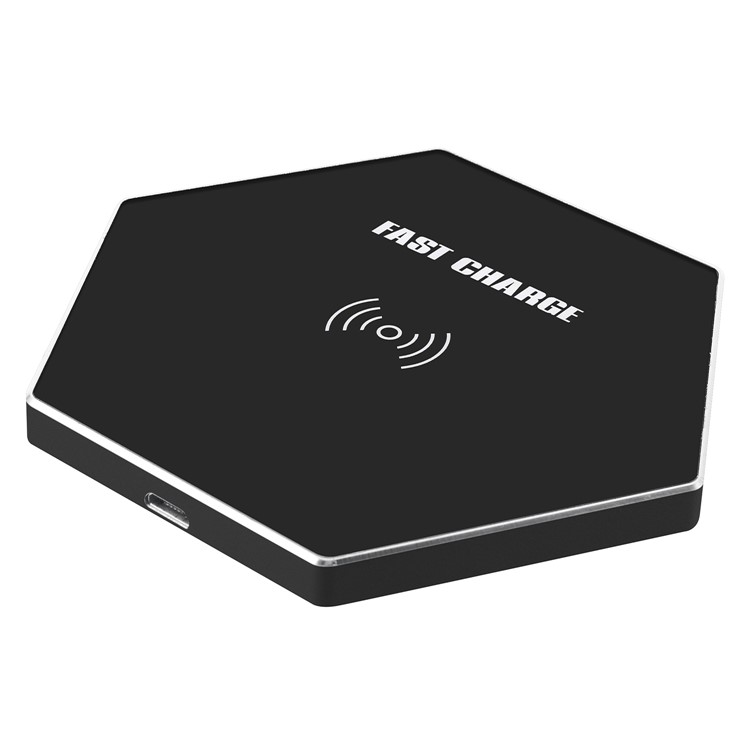 K8 Ultra-thin Hexagon 10W Qi Wireless Charging Pad for iPhone X/8/8Plus, Samsung Note 8 etc. - Black-2