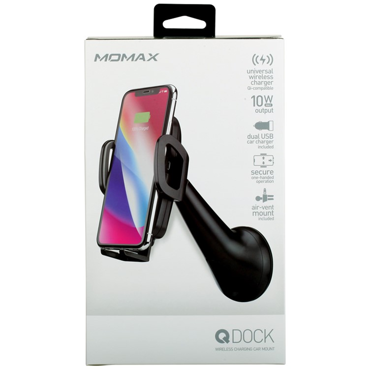 MOMAX Q.DOCK Qi Wireless Charging Holder + Card Charger for iPhone X/8/8 Plus Etc - Black-16