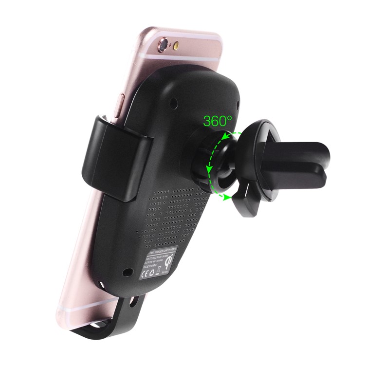 360 Degree Rotary Gravity Car Air Vent Mount Qi Wireless Charging Holder for iPhone X/8/8 Plus Etc.-3
