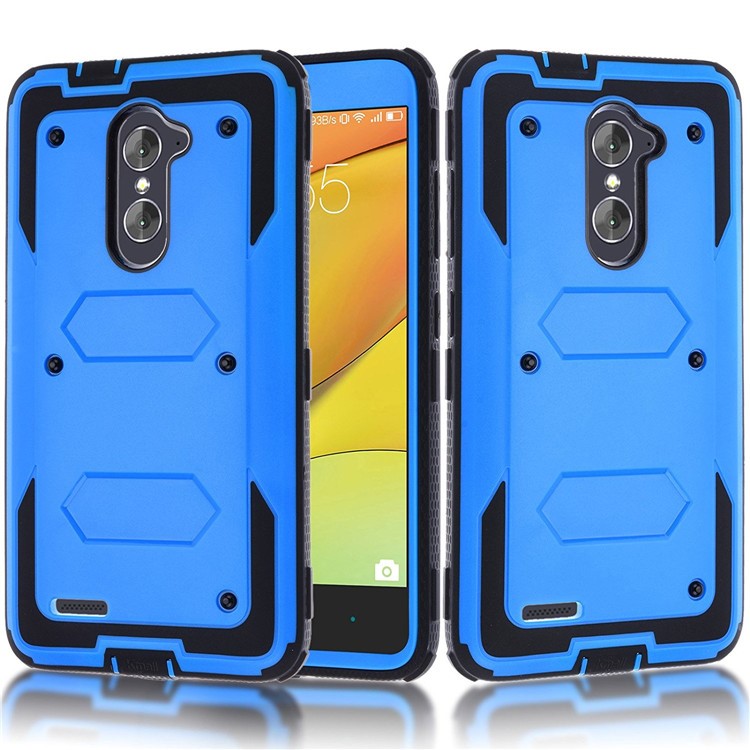 Heavy Duty Rugged PC TPU Hybrid Belt Clip Kickstand Case for Alcatel A3/A30 - Blue-2
